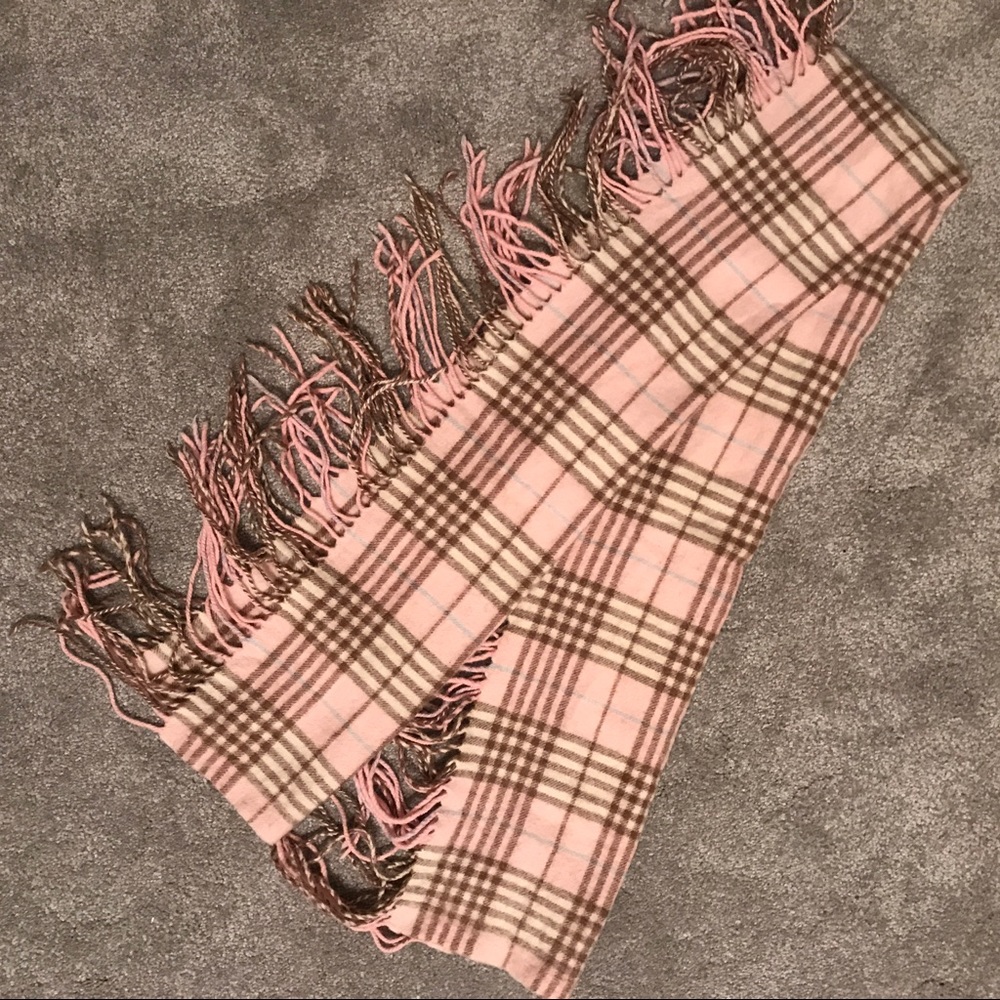 Wool Check Scarf in nude pink